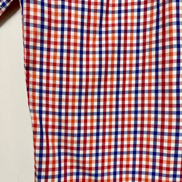 Peter Millar Red Blue & White Plaid Short Sleeve Button-Down Shirt Small Cotton - Picture 10 of 11